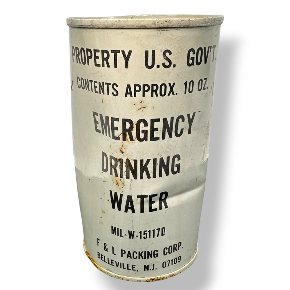 Vtg US Government Emergency Drinking Water Can 1960 Military Survival